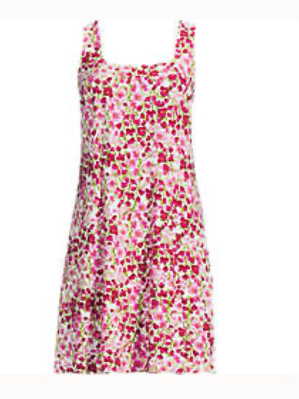 Lands' End Pink Floral Silky Knit Mini Dress